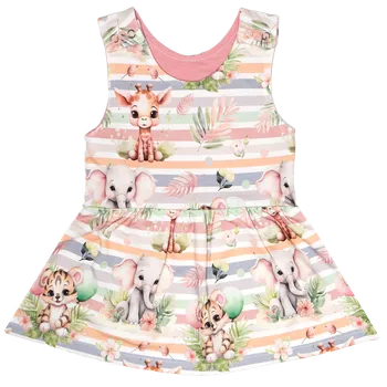 Laclové šatičky - Zvířátka na proužku Velikost: 86