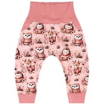 Tepláčky Baggy - Růžová zvířátka Velikost: 80