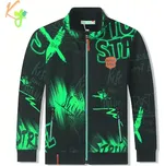 Teplá chlapecká mikina Kugo GM8672 černá / zelená aplikace