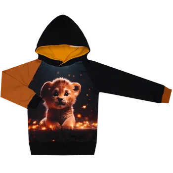 Mikina s kapucí - BLACK - lvíček Velikost: 110