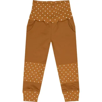 Tepláčky s kapsou - Puntík hnědá Velikost: 116