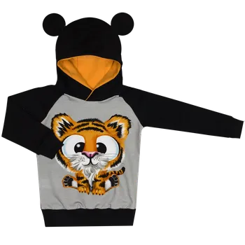 Dívčí mikina Mikina s kapucí ouška - Vykulený tygřík Velikost: 92