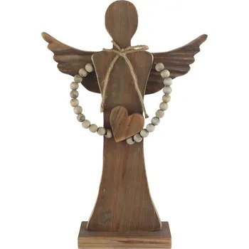 Vánoční dekorace Morex D6546/2 dřevěný anděl se srdíčkem 41 cm