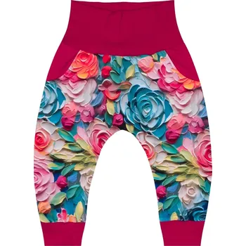 Tepláčky Baggy - Kytičky Velikost: 110