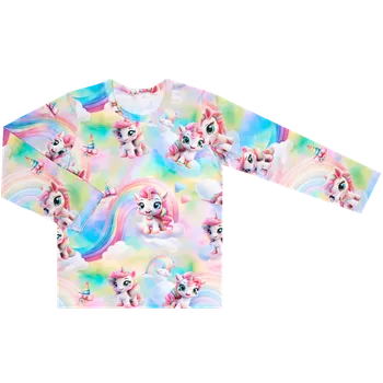 Pánské tričko Tričko dlouhý rukáv - Jednorožec s duhou Velikost: 128