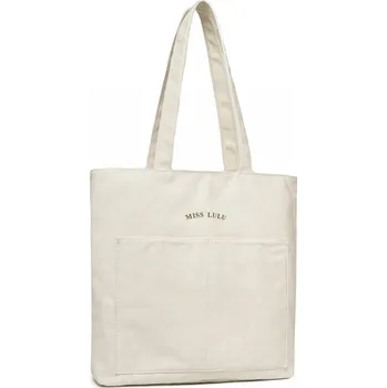 Nákupní taška Miss Lulu velkokapacitní plátěná nákupní taška na rameno - béžová