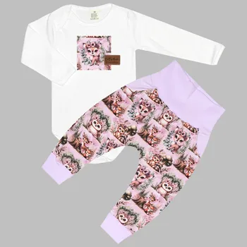 Komplet - Bodyčko a tepláčky Zvířátka na levandulové Velikost: 68