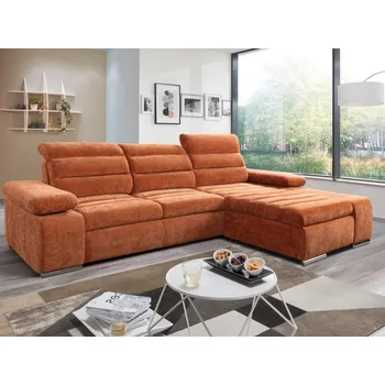 Sedací souprava Rohová sedačka Kornelia, terakota strukturovaná tkanina, pravý roh