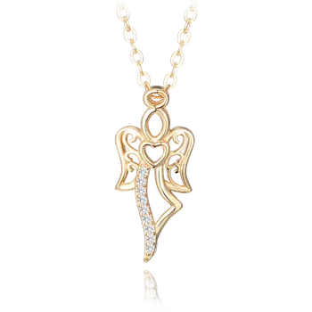 Šperk MINET Pozlacený stříbrný náhrdelník ANDĚL se zirkony JMAN0462GN45