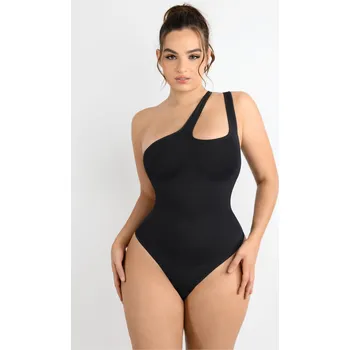 Body Tvarující body s asymetrickými bočními ramínky, ČERNÉ velikost ostatní: XL/XXL