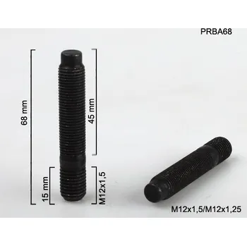 Šroubek na kolo Kolový Svorník M12x1,5x15/M12x1,25 oboustranný závit, černý, celková délka 68mm (Kolový šteft)