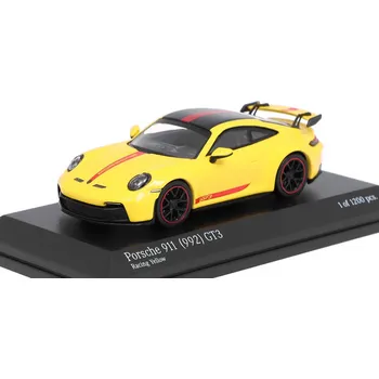 autíčko Porsche 911 (992) GT3 žlutá 1:64 - MINICHAMPS Porsche 911 992 GT3 Racing Yellow - kovový model auta 1/64