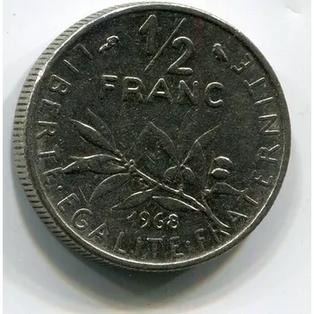 FRANCIE. 1/2 franc 1968. KM-931.1