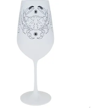 Sklenice Bílá číše na víno znamení Rak 0,55 l (Skleněná číše se znamením zvěrokruhu)