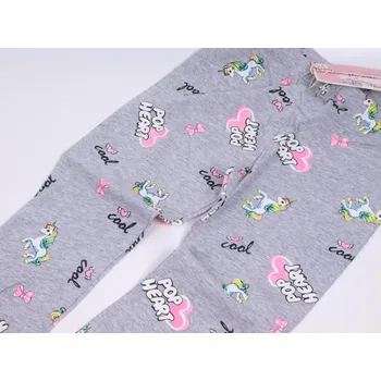 Dívčí legíny elasťáky Kugo HL0650 šedé s jednorožci velikost oblečení - děti: 128