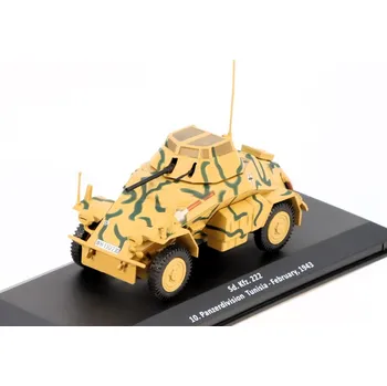 autíčko DeAgostini Sd.Kfz. 222 ( sPkw Horch 801 ) 10. Panzerdivision Tunisia - February 1943 1:43 - Vojenské automobily časopis s modelem #24 Sd.Kfz. 222 ( sPkw Horch 801 ) - kovový model auta