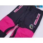 Teplé šusťákové outdoor kalhoty podšité flísem Kugo DK8232 tmavomodré s růžovou s jednorožcem velikost oblečení - děti: 116