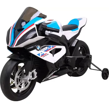 Dětské elektrovozidlo Dětská elektrická motorka BMW HP4, bílá, pomocná kolečka, pomalý start, kola EVA, MP3 a LED