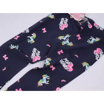 Dívčí oblečení Dívčí legíny elasťáky Kugo HL0650 tmavomodré s jednorožci velikost oblečení - děti: 128