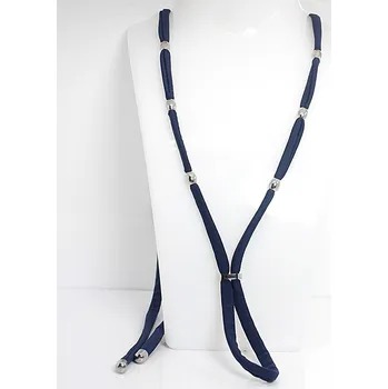 Náhrdelník Podprsenkový Náhrdelník Nerezové Korálky - Tmavě Modrá