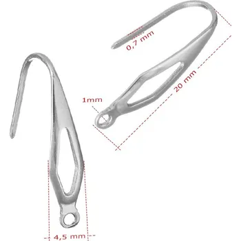 Materiál na výrobu šperku Náušnicový háček 316 20x4mm - 1ks+ - Nerez SL / 1Ks