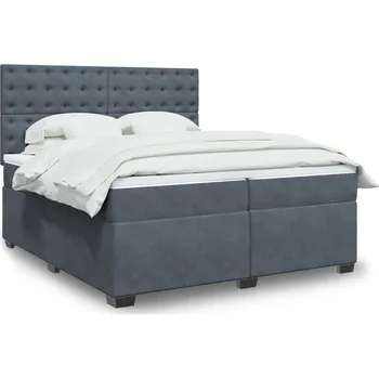 Postel vidaXL Box spring postel s matrací 200 x 200 cm samet [3291019] Barva: Tmavě šedá