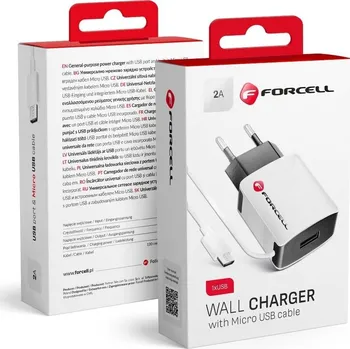 Forcell univerzální nabíječka 2A s kabelem microUSB a portem USB