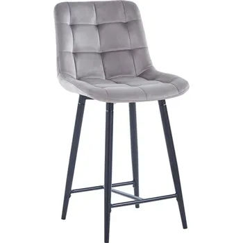 Barová židle Nábytek PEGAS s.r.o. Barová židle velvet šedá černý rám H1-FX