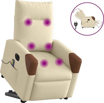Křeslo Elektrické zvedací masážní polohovací křeslo krémové textil Krémová3324034