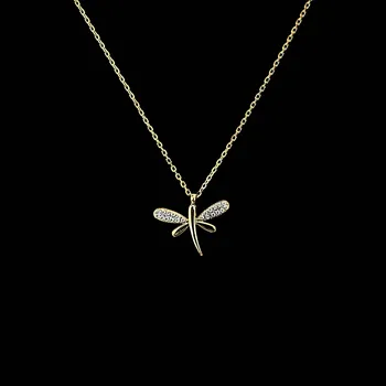 Náhrdelník Jemný náhrdelník z pozlacené oceli „Vážka Spark“ s krystalky na křídlech č. 1730