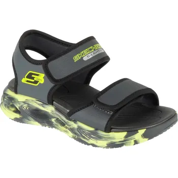 Chlapecké sandály Tmavě šedé dětské sandály Skechers S-Lights: Sola Glow Sandal - Fusion Brights 407032L-CCBK Velikost: 32