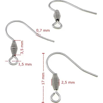 Materiál na výrobu šperku Afroháčky z chirurgické oceli - 1Ks+B - 17mm / Nerez SL / 1Ks