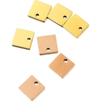 Materiál na výrobu šperku Leštěný nerezový čtverec Zlacený 7mm - 1Ks - Zlatá