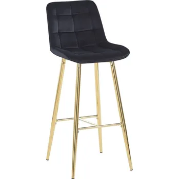 Barová židle Nábytek PEGAS s.r.o. Barová židle velvet černá zlatý rám H2-FX