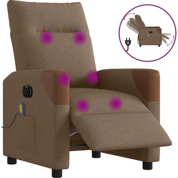 Křeslo Elektrické masážní polohovací křeslo hnědé textil Hnědá3324001