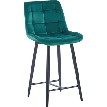 Barová židle Nábytek PEGAS s.r.o. Barová židle velvet zelená černý rám H1-FX