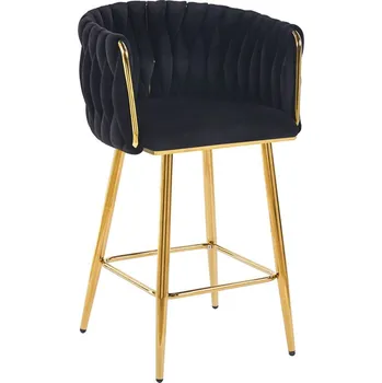 Barová židle Nábytek PEGAS s.r.o. Černá sametová barová židle zlatý rám H7-FXJG G