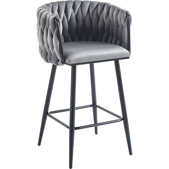 Barová židle Nábytek PEGAS s.r.o. Barová židle velvet šedá černý rám H7-FX