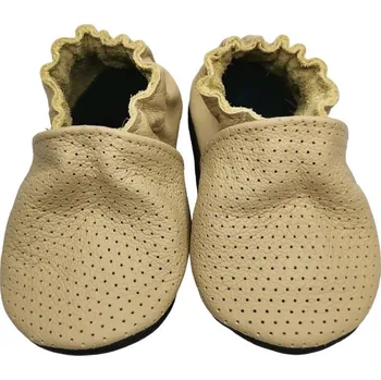 Capáčky EBOOBA Kožené capáčky s koženou podrážkou perforované béžové 12-18 měsíců Béžová 22