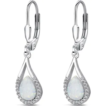 Náušnice NUBIS® Stříbrné visací náušnice s opálem - NB943-OP17