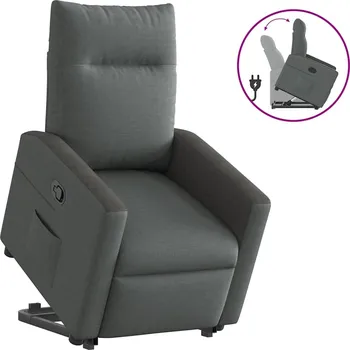 Křeslo Zvedací polohovací křeslo tmavě šedé textil Šedá 3324053