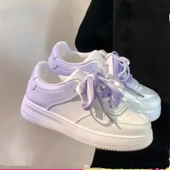 Dámské tenisky Dámské kožené tenisky se silnou podrážkou Barva: Fialová, Velikost: 35