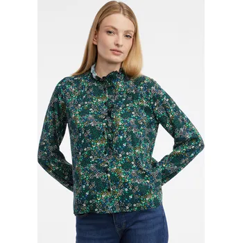 Dámská halenka Orsay Dámské Tmavě zelené dámská květovaná halenka ORSAY Zelená S (2905784)