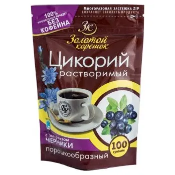 Káva ZLATÝ KOŘÍNEK: Rozpustná cikorka s borůvkou (bez kofeinu) 100g D277