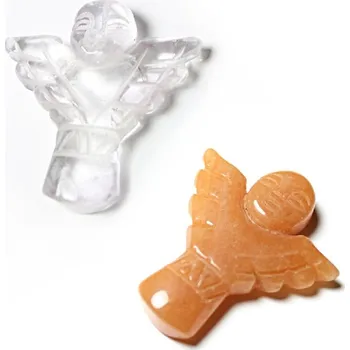 Materiál na výrobu šperku Natural Quartz Přívěsky Anděla 31x30x6mm - 1Ks - Pink Natural Quartz