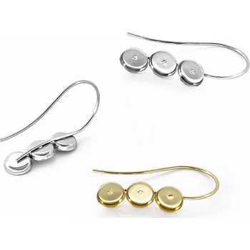 Materiál na výrobu šperku Háčky z chirurgické oceli s lůžky 6mm - 1Ks - Nerez SL / 1Ks