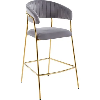 Barová židle Nábytek PEGAS s.r.o. Barová židle velvet šedá zlatý rám H3-FX