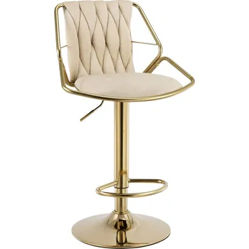 Barová židle Nábytek PEGAS s.r.o. Barová židle velvet béžová zlatý rám H5-FXJG
