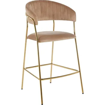 Barová židle Nábytek PEGAS s.r.o. Barová židle velvet cappuccino zlatý rám H3-FX