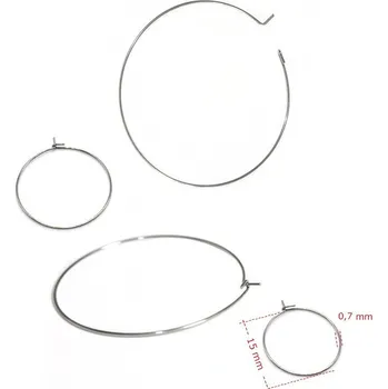 Materiál na výrobu šperku Kruhové 15-50mm náušnicové komponenty - 1Ks+B - 15mm / Nerez SL / 1Ks